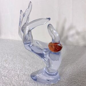 Vintage Art Glass Handmade Orange Gold Red Band Ring